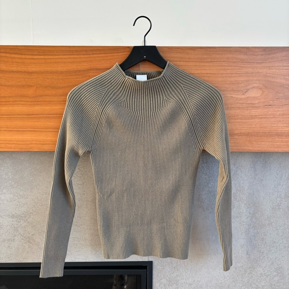 Won‎ Hundred Ribbed Sweater Green Mock Neck, Size S